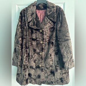 Vintage Luxurious Brown Faux Fur Coat